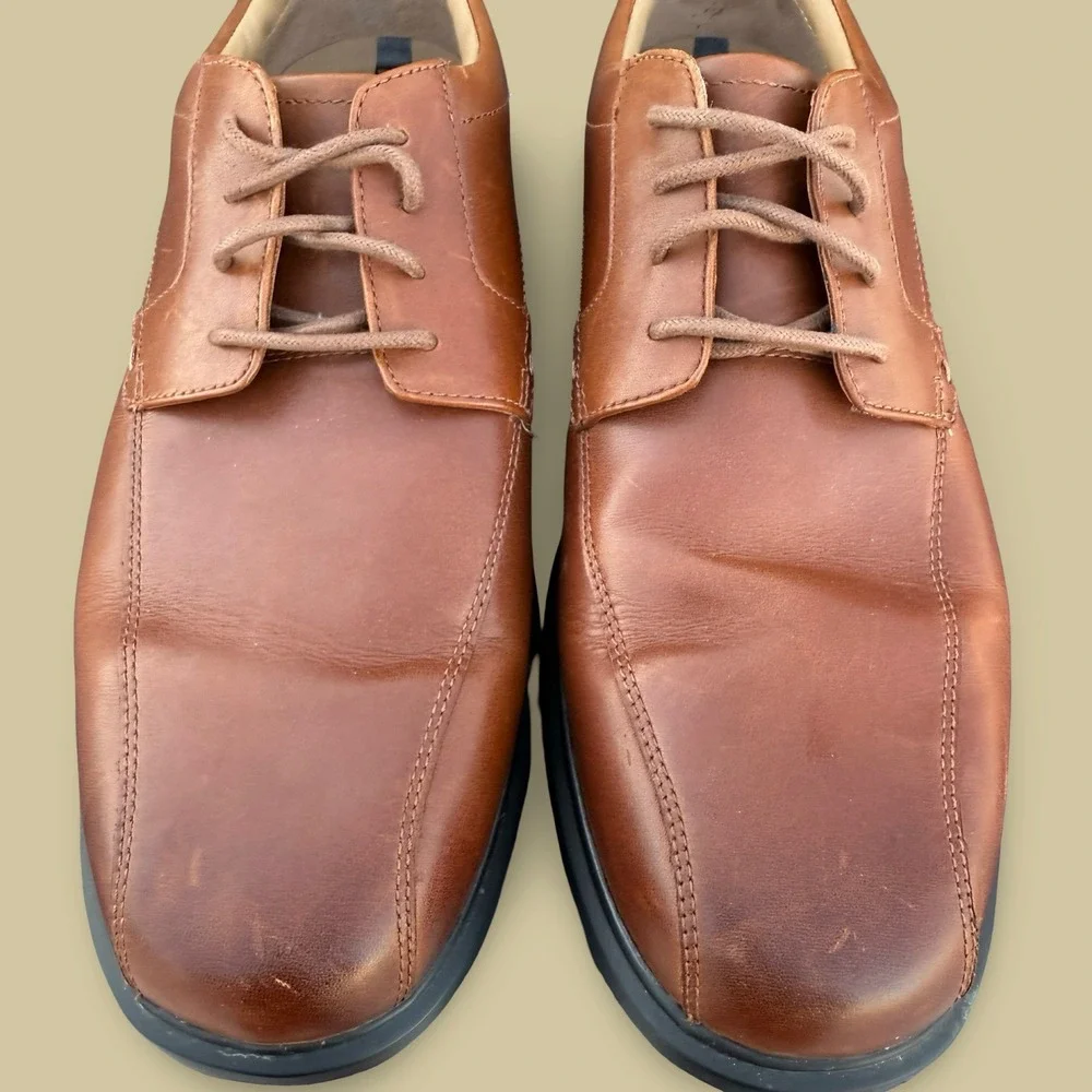 Johnston Murphy Mens 11W E23 Brown Leather Lace Up Dress Shoes XC4 Waterproof